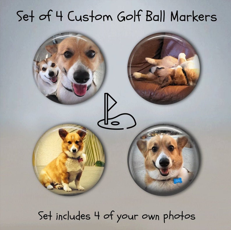 PET PHOTO Golf Ball Markers Set of 4 Personalized Golfball Etsy