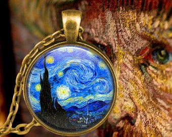Van Gogh Starry Night Pendant Necklace: Classic Art Jewelry