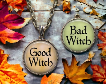 Good Witch Bad Witch - Glinda - Wicked Witch - Halloween Necklace - Witch Jewelry - Witch Pendant Necklace