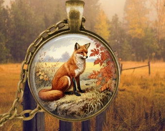 Red Fox in Autumn Necklace - Vulpus - Foxy Gifts - Wildlife Lover Gifts - Animal Jewelry - Fox Lover Gift - Gifts for Her