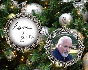 Handwriting Photo Christmas Ornament: Memorial Keepsake Gift