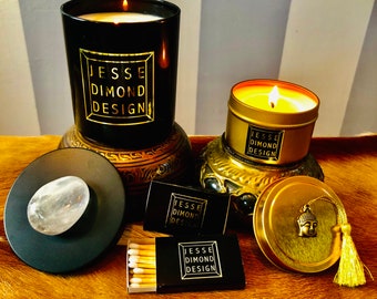 J.D.D. Signature Soy Wax Candles made with Exotic Frankincense, Myrrh, & Oud Wood Notes.