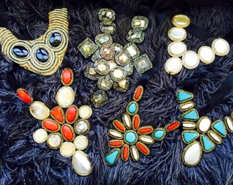 Fabulous "Bib Style" Handmade Statement Necklaces with choice of Shells, Stone, & Beading.