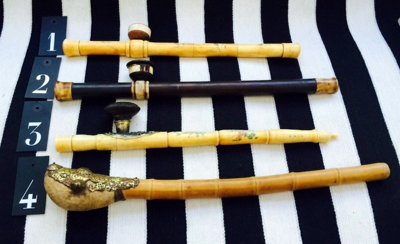 Asian Antique Pipes in Choice of Hand-Carved Bone /& Bamboo Styles.