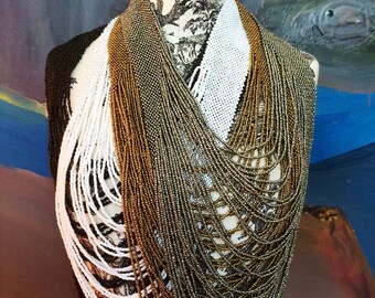 Chic Handmade Seed Bead Necklaces with Choice of Gold, Pewter, Black, or White.