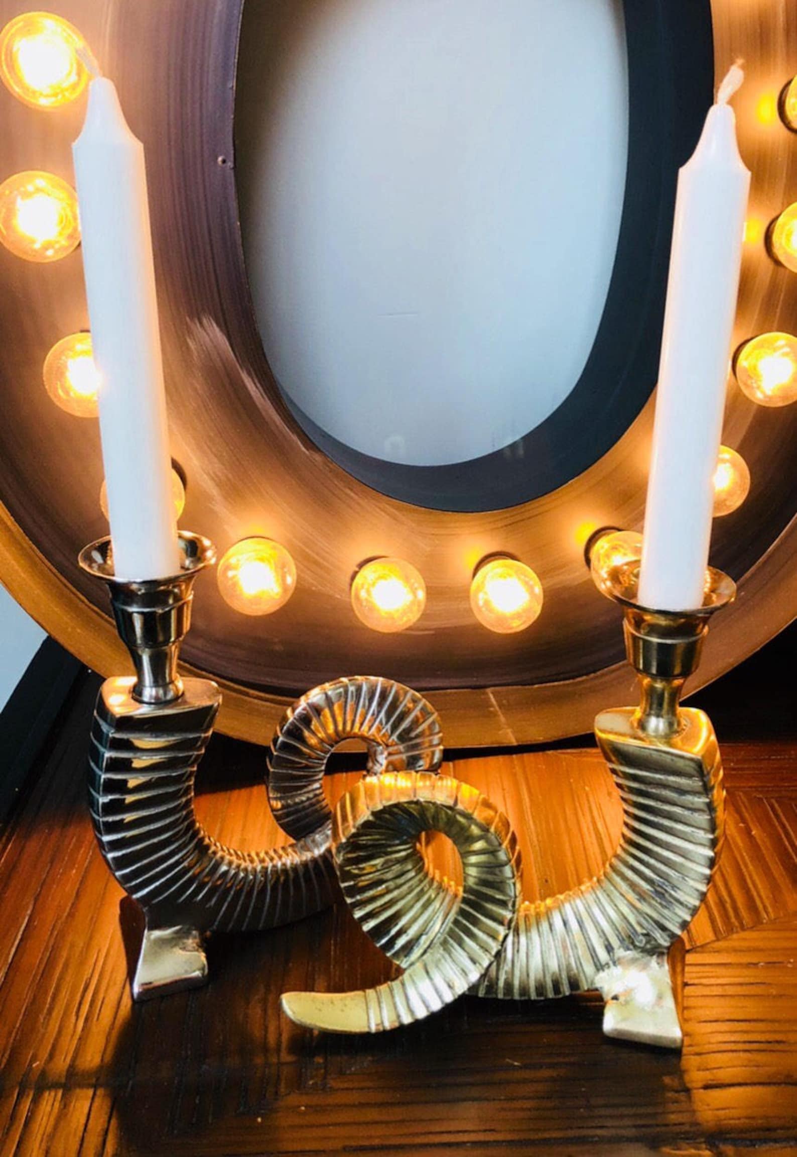 Metallic Ram Horn Vintage Candle Holders in Choice of Styles. Etsy