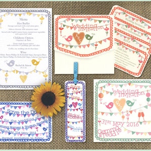 Fun &#39;Summer Fete&#39; decorative Wedding invitation for a stylish barn or outdoor celebration invite Sample