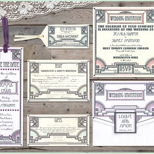 Art Deco Gatsby patrón elegante Invitación de boda para una muestra de invitación clásica