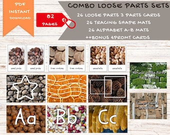 Schede Montessori Loose Parts, tracciamento e vocabolario (download digitale)
