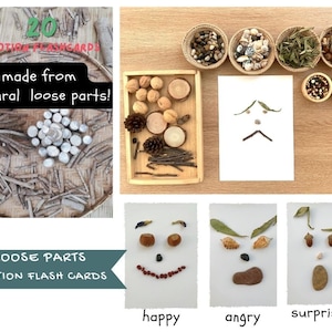 Emotion Karteikarten | Gefühle Karteikarten | Natürliche lose Teile Karten Druckbare Karten für Kinder | Montessori Materialien | losen Teilen