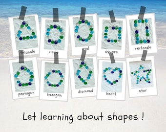 Tarjetas de matemáticas de mármol, práctica de formas numéricas Montessori (descarga digital)