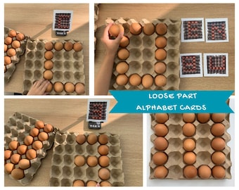 Tarjetas de letras y números de huevos de Pascua, piezas sueltas naturales, aprendizaje Montessori (descarga digital)