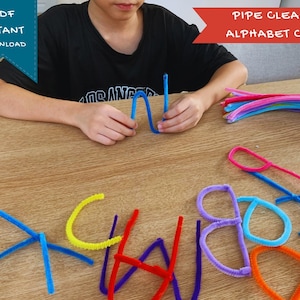 Lose Teilekarten, Pfeifenreinigermuster, Alphabet Aa-Zz Karten, Reggio/Montessori inspiriert, Lose Teile Alphabetkarten