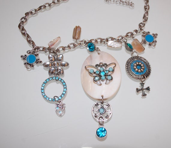 Vintage Funky Necklace With Blue - image 2