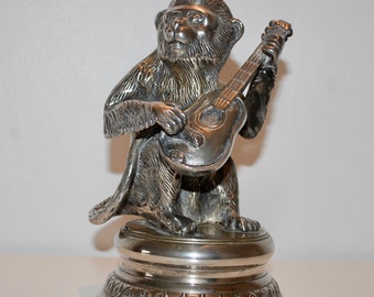 Decorative Silver Plate Monkey Sculpture