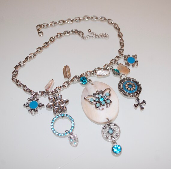 Vintage Funky Necklace With Blue - image 3