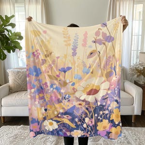 Wildflower Painting Wall Tapestry, Fairycore, Nature Lover, Boho Decor, Wall Hanging, Home Gift, Flower Art, Nature Lover, Gift, Cottagecore