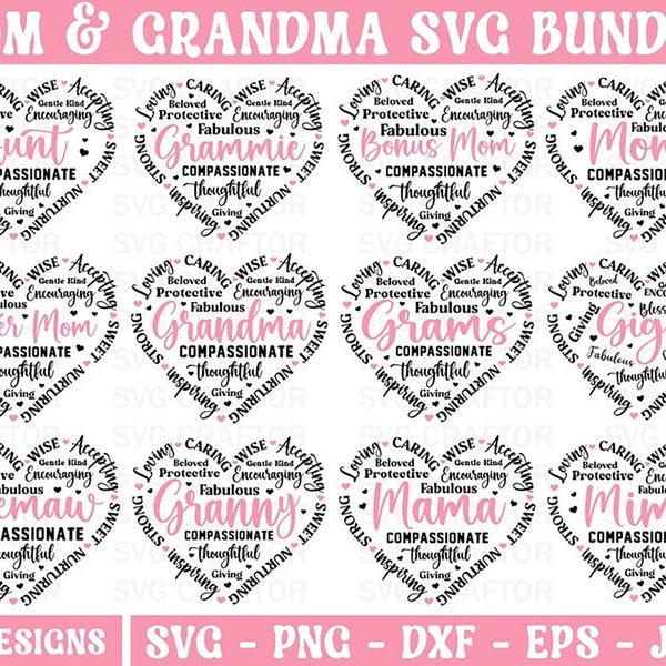 heart Shape mom Bundle, heart Shape Grandma svg, Aunt svg, Mom Shirt svg, Mama svg, Heart svg, Mother svg, Grandma svg, family svg, nana svg