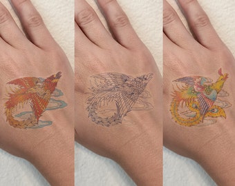 Phoenix - Henna/Tribal Temporary Tattoos (Set of 3)