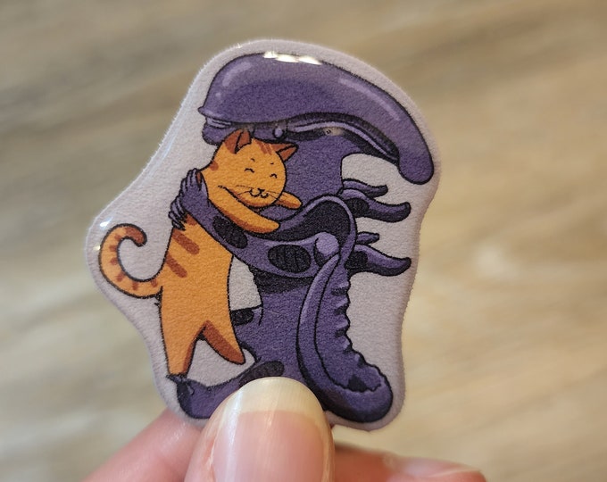 Alien Hugs Kitty Resin Pin