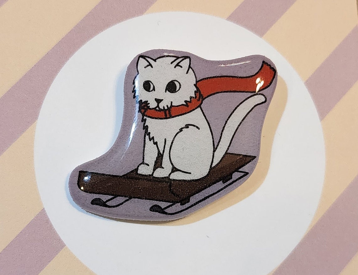 Sled Kitty Resin Pin