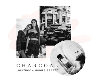 Charcoal LIGHTROOM MOBILE Preset - Black and White Preset for Photographers - For iPhone and Android - Great for Bloggers and Instagram