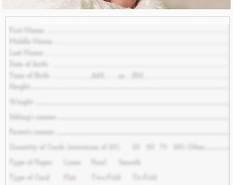 Birth Announcement Worksheet - Template for Newborn Photographers - Forms for Photographers
