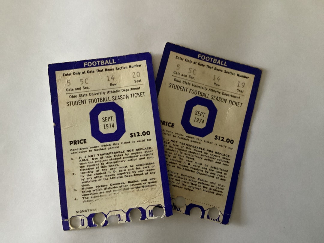 Rare 1974 Ohio State Student Football Season Ticket Stubs Etsy