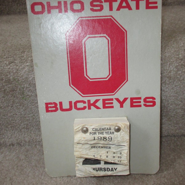 Vintage Ohio State Block O tear off calendar 1989, OSU calendar, same as calendar for 2023, scarlet and gray, Block O calendar, go bucks
