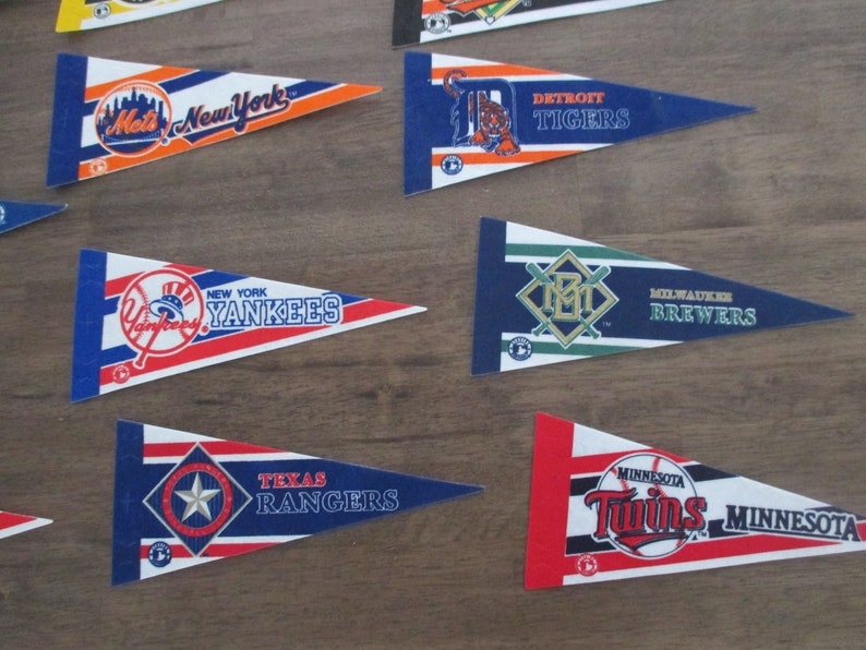 Choice Vintage 1990s MLB Mini Pennants, Baseball Pennants Choice