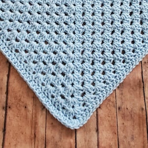 Blue Crochet Baby Blanket,  Granny Square Blanket - Handmade Baby Boy Shower Gift - Newborn Baby Photo Prop Throw - Priority Ship