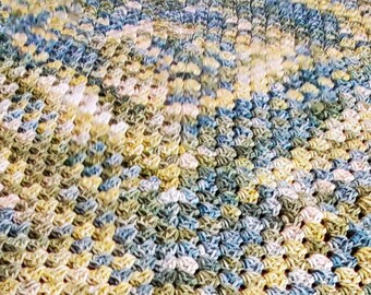 Large Grassy Meadow Crochet Granny Square Blanket - Handmade Colorful Crochet Couch Throw - Large Green Couch Afghan - Soft Yarn