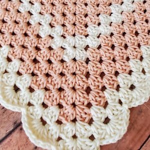 Blush Pink and Cream Crochet Granny Square Baby Blanket - Handmade Baby Shower Gift - Newborn Baby Blanket Photo Prop - Priority Ship