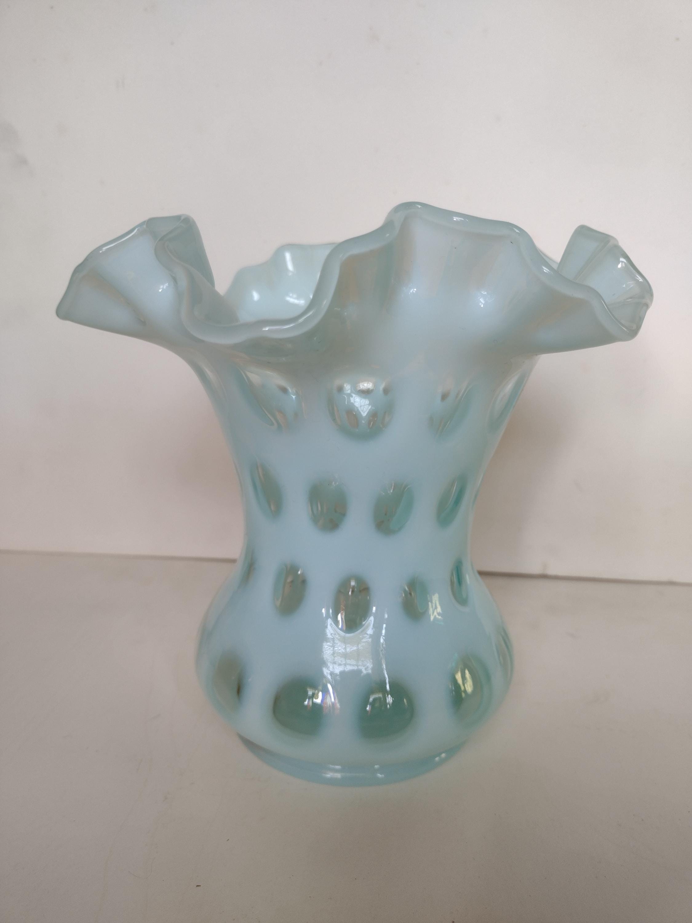 Fenton Blue Coin Dot Vase - Etsy