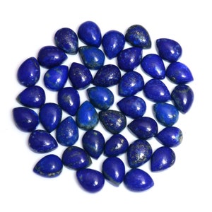 Lapis Lazuli Cabochon Gemstones Natural 9x7mm Calibrated Blue Pear Shaped Flat Back Calibrated Gemstone For Earring Jewelry Making for Her.