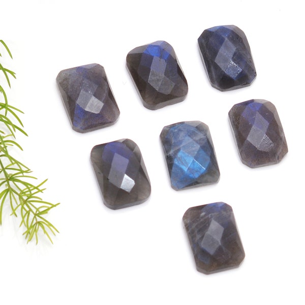 Neuer Artikel Natürlicher Labradorit Rechteck Facettierter Loser Edelstein 43.50CT, Loser Edelstein 100% Natürlicher Blauer Flire Schwarzer Regenbogen Facettierter Lot