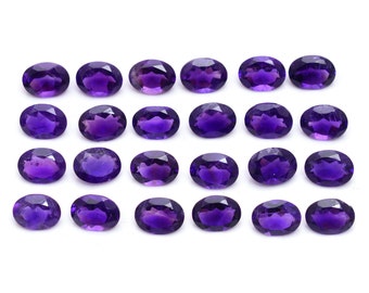 8x6mm, 7x5mm, 9x7mm AAA Quality Natural Amethyst Oval Loose Faceted Step Cut Gemstone- 100% Natural Wholesale Gemstone