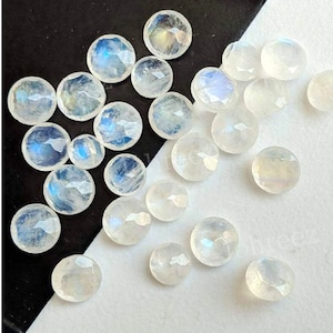 5,10,15,20,50, Pieces Natural Rainbow Moonstone Faceted Cut Round Shape Loose Gemstone Smooth Polished Gemstone Cut