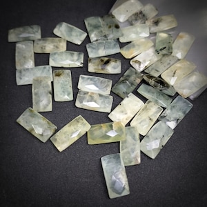 Faceted Prehnite Rectangle Cushion Both Size Faceted Briolette Beads Wholesale Beads 16x8mm Calibrated 5pcs