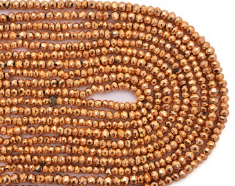 Champagne Golden Transparent Rondelle / Tyre Faceted Crystal Beads