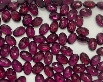 20 Rose Cut Rhodolite Garnets, Natural Pink Gemstones (6x4mm)