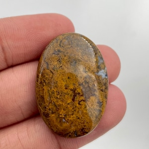 AAA Qualidade Natural Amarelo Musgo Ágata Oval Cabochão Pedra Preciosa Solta Estoque Raro! Pedra preciosa solta de cabochão oval de ágata amarela natural