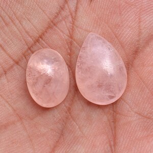15.60 Cts Natural Pink Morganite Oval and Pear Shape Cabochon Loose Gemstone Rare Stock! Morganite Cabochon Pear-16X11X4 mm, Oval-13X9X7 mm