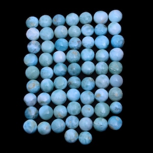 10 peças Larimar Top AAA + Qualidade 5-9mm Pedras Preciosas Cabochão Redondo | Lote de joias cabochão com pedras preciosas naturais AAA de alta qualidade Larimar 5-9mm. |