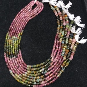 Natural Multi Tourmaline Faceted Beads Bi Tourmaline Round Faceted Beads Loose Gemstone Tourmaline Facets Beads 14&#39;&#39; Strand Around Beads 140