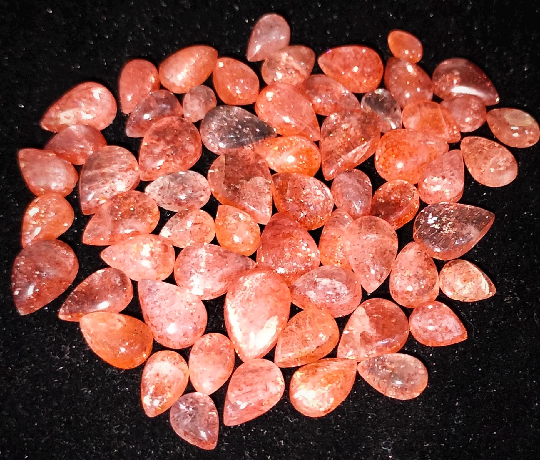 オレンジサンストーンカボション、ラウンドルースジェムストーン（7 x