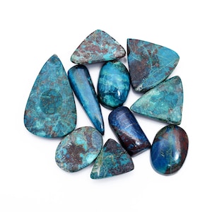 Cabujón de malaquita azurita, cristal curativo de azurita, piedra de azurita de diseñador, cabinas de azurita para anillo de azurita, piedra de joyería colgante de azurita