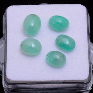 5 Pcs Zambian Emerald Ovale Vorm Cabochon Losse Edelsteen 9.90 Karaat Emerald Ovale Cabochon Voor Sieraden Maken 8x6mm Tot 9x7mm