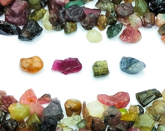 100 Pcs Natural Multi-Color Tourmaline Rough, 4-8mm