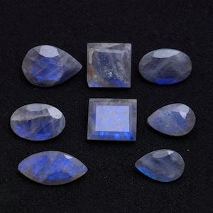 8pcs Natural Blue Fire Labradorite Mix Shape Faceted Gemstone 26Carat Approx For Jewelry making 11x7mm To 15x8mm Flashy Labradorite stone